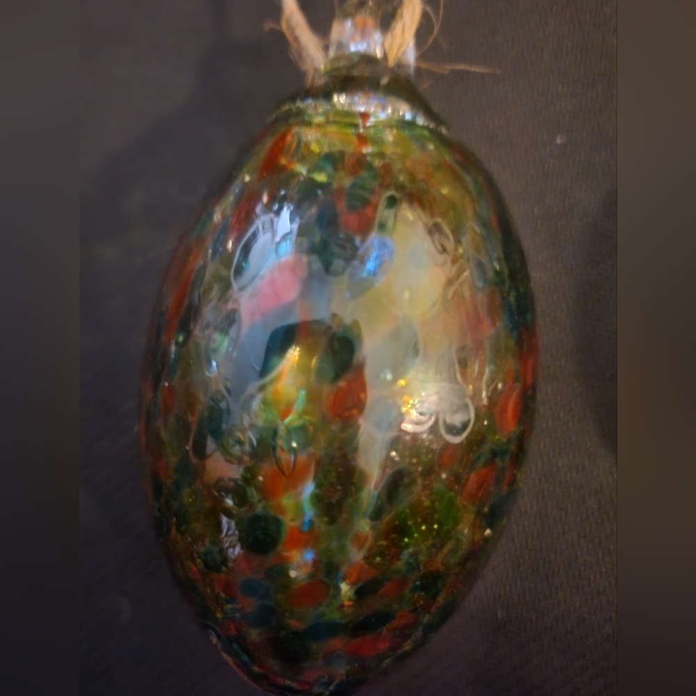 ☆NIB (6) Hand-blown Glass Egg Shape Ornaments Art Speckled & Swirled Patterns - Picture 8 of 16